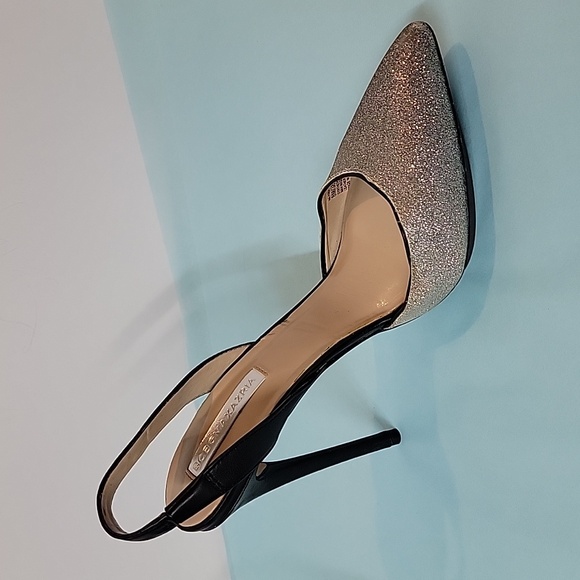 BCBGMAXAZRIA Koda Black Silver Sparkly Vero Cuoio Heels Size 8 - Picture 4 of 16